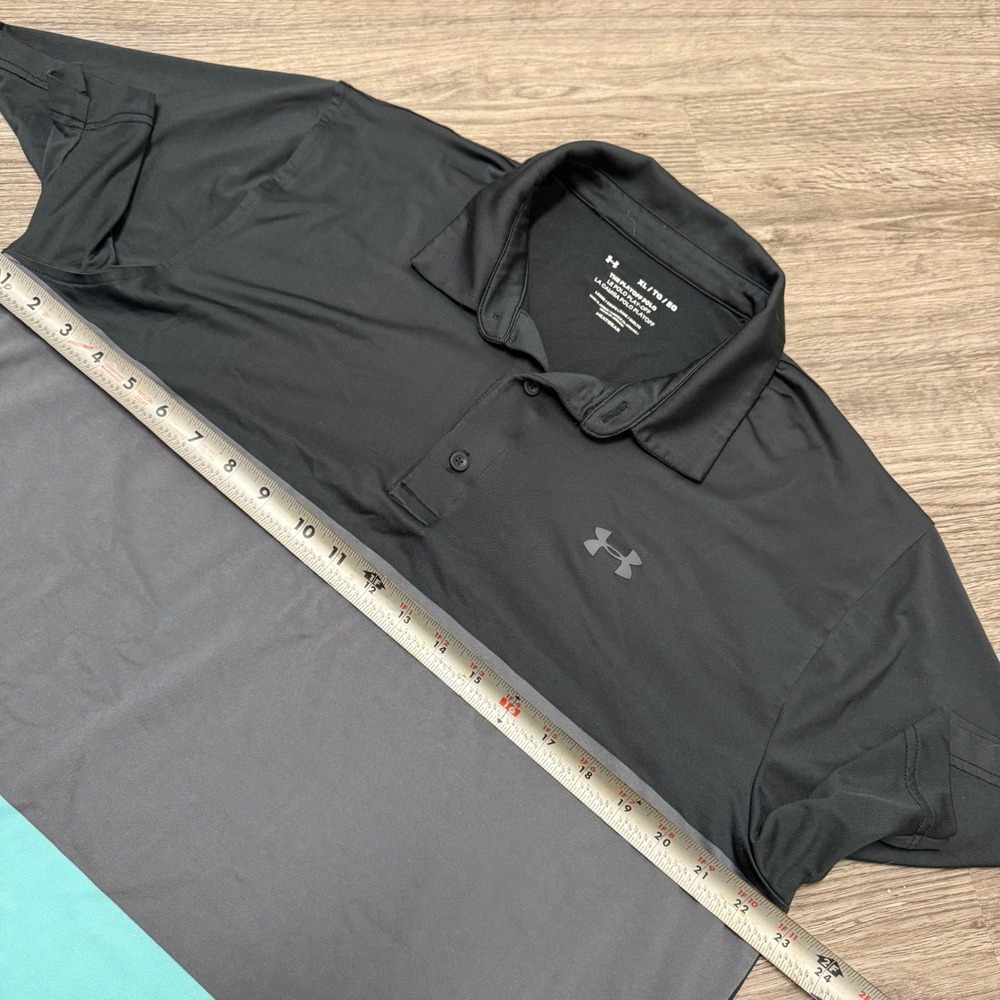 Under Armour Mens The Playoff Polo Shirt XL Black Grey Teal Colorblock HeatGear - Picture 6 of 8